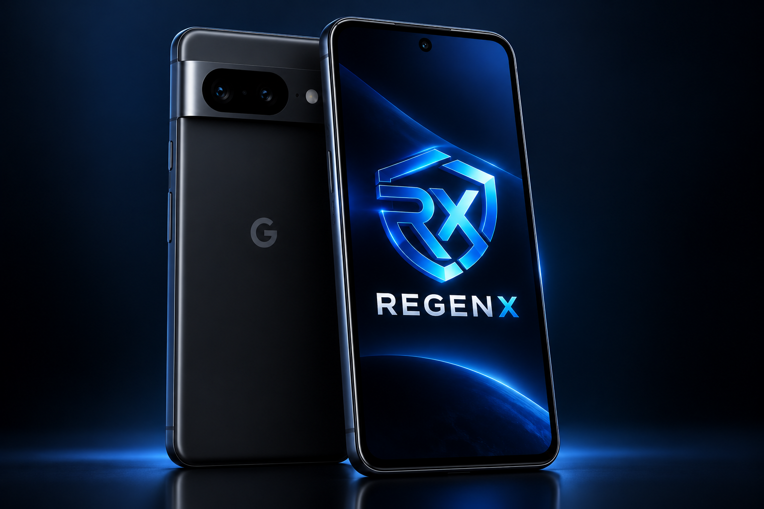 RegenX shield mark displayed on a Pixel-class Android device.